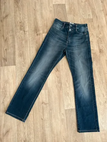 Please jeans bleu délavé coupe droite, taille XS