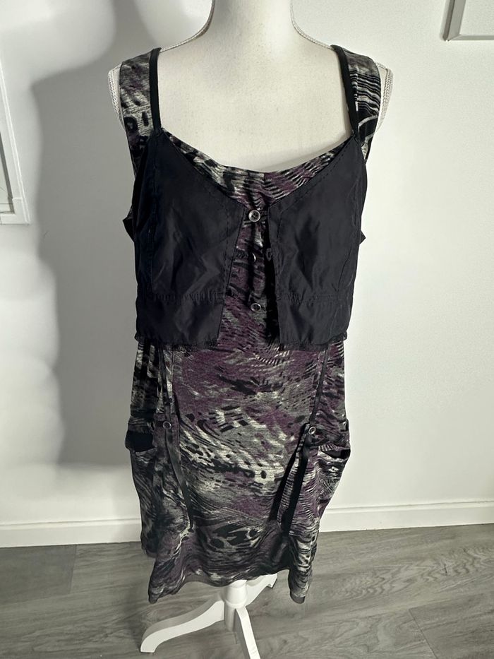 Robe cyberpunk en mesh violet et noir T44 XXL - photo numéro 3