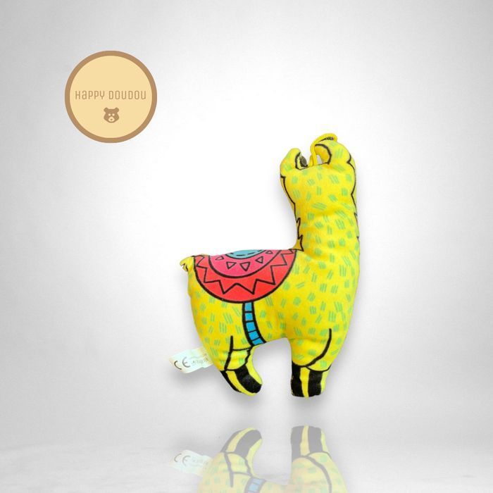 Peluche Lama jaune avec lunettes LG import A661 - photo numéro 2
