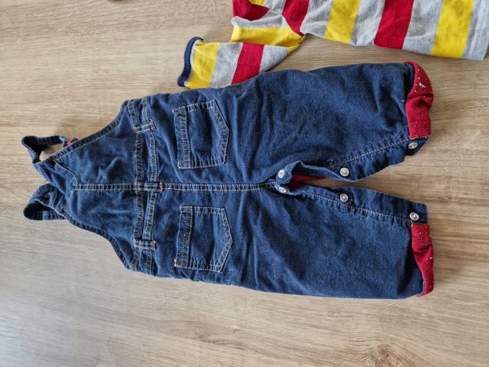 ENSEMBLE 2 Pièces : Salopette Jean Velours Doublée & T-shirt Rayé Mots d'enfants - 6 mois - photo numéro 6