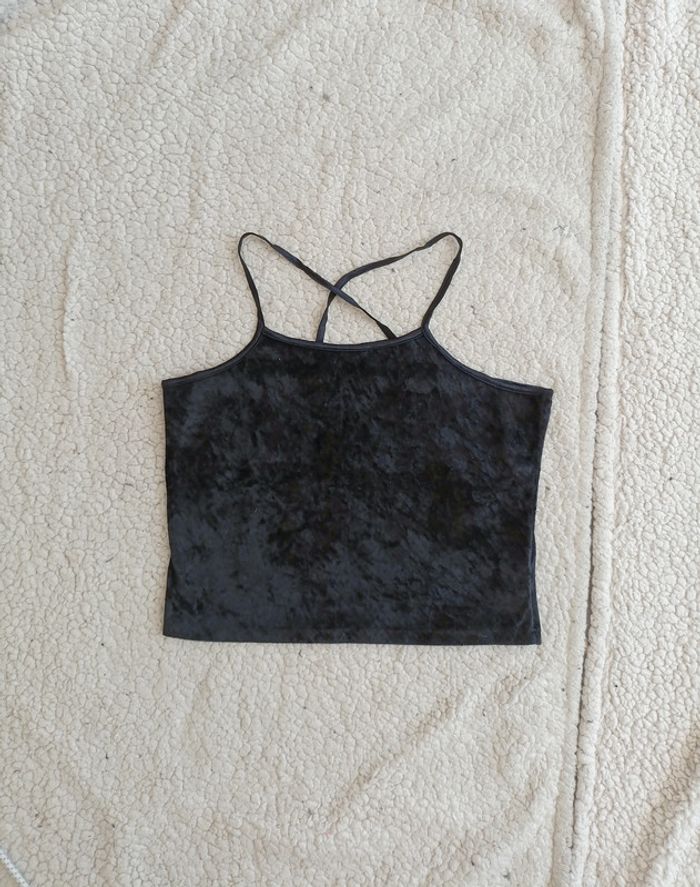 Top velours noir Impuls – T. L vintage sexy soirée