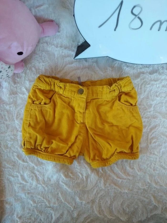 Short Fille 18 mois velours jaune moutarde Orchestra 100% coton - photo numéro 2