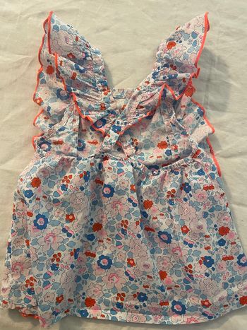 Top blouse Jacadi liberty Betsy orange fluo