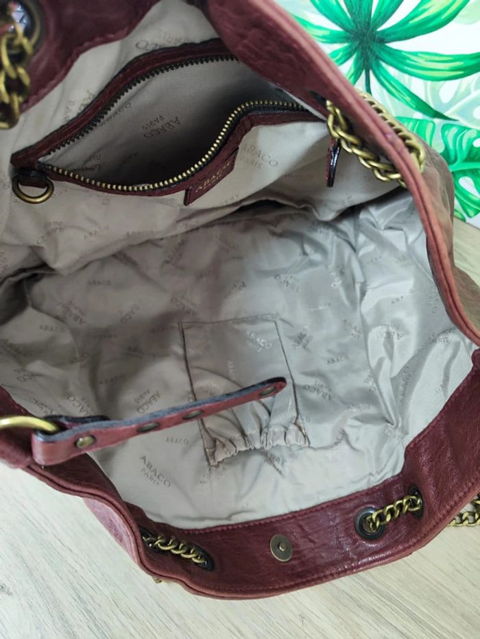 Sac à main Abaco bordeaux, très bon état en cuir 30X46 cm - photo numéro 5