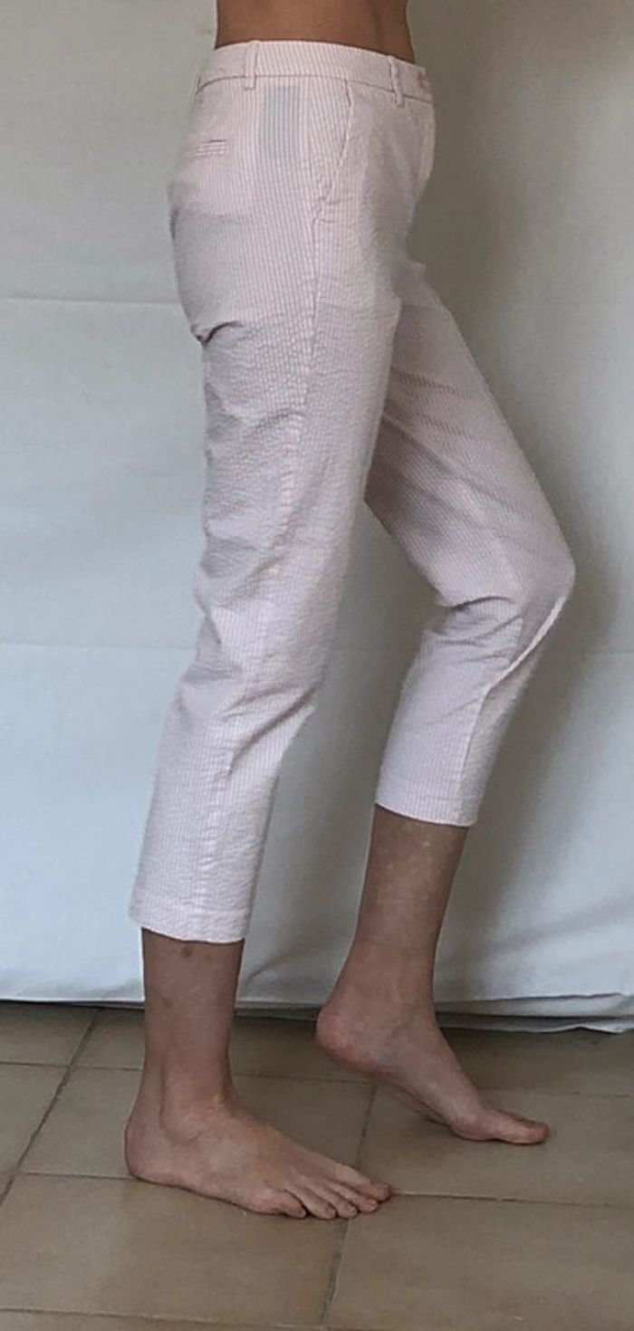 Pantalon stretch sept huitième rayures roses Benetton taille 34 neuf - photo numéro 15