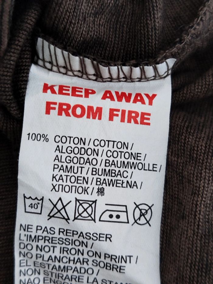 Tee-shirt manches longues marron à rayures noires thème animaux Kitchoun taille 3 mois - photo numéro 4