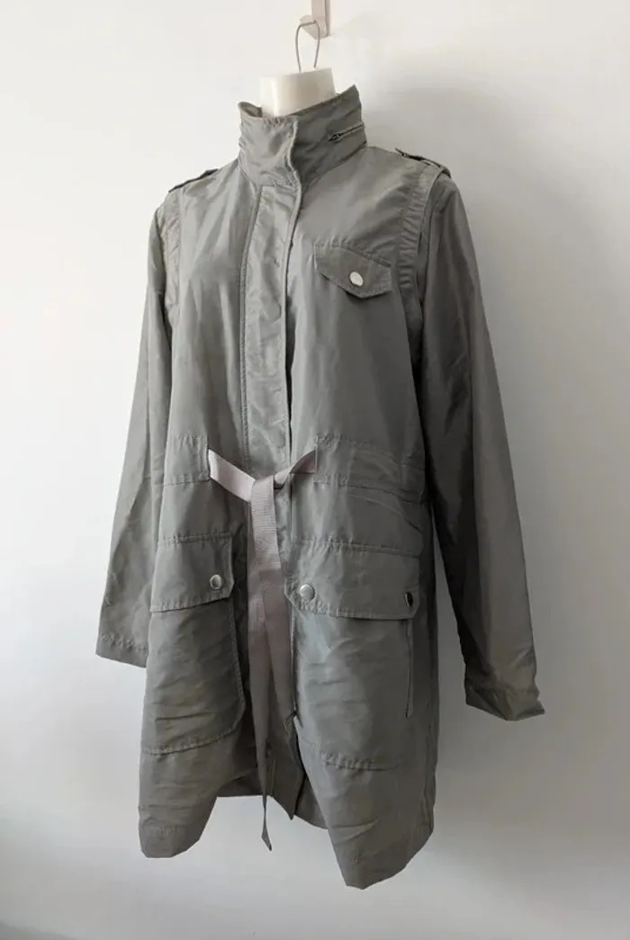 Manteau imperméable gris avec capuche - Caroll - taille M - photo numéro 4