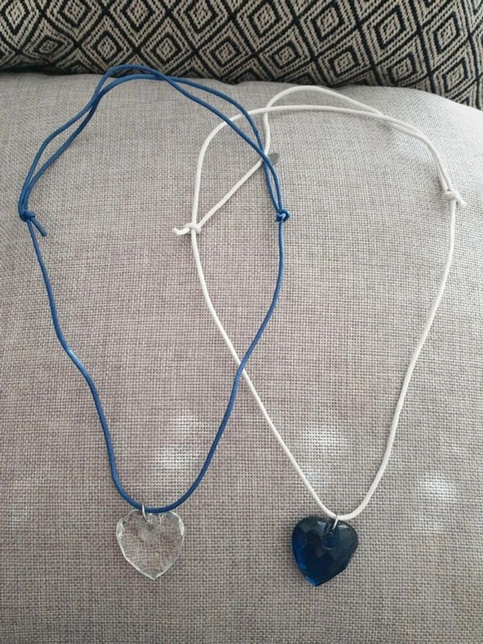 Lot de colliers cœur transparent / bleu - photo numéro 2