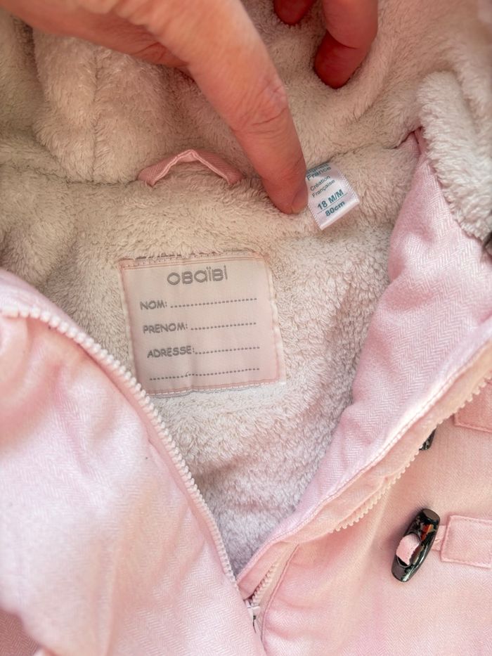 Manteau Obaïbi rose clair 24 mois - photo numéro 3