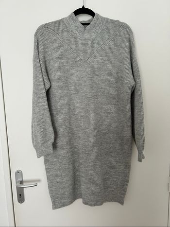 Robe pull maille gris col montant manches bouffantes Cache Cache L