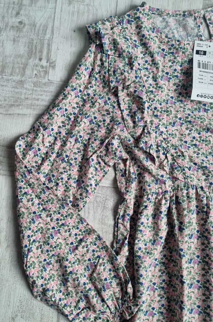 Robe manches longues fleuries 10 ans neuve - photo numéro 3