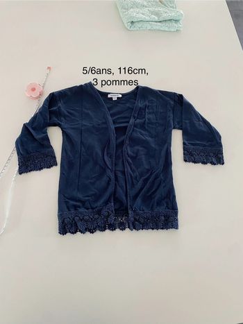 Gilet coton bleu marine 3 pommes 6 ans