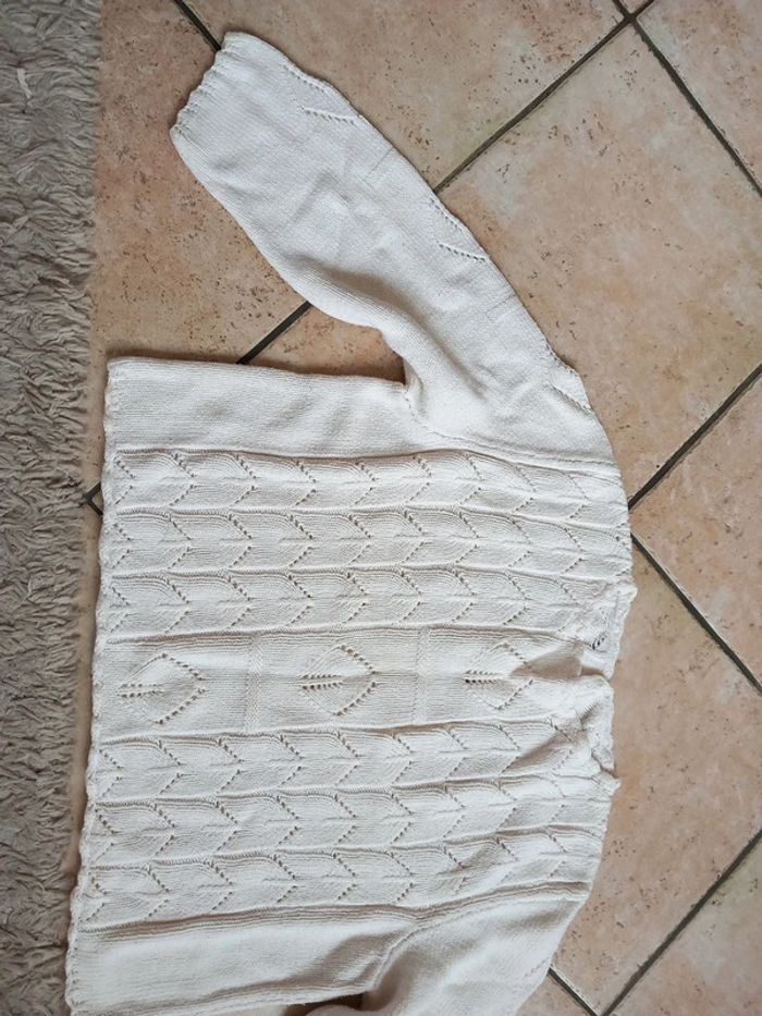 📦pull coton blanc T36 point fantaisie - photo numéro 4