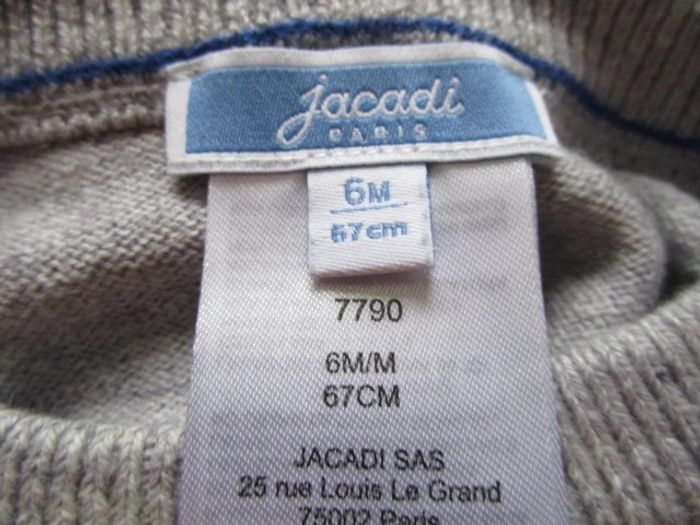 Pull gris rayé Jacadi 6 mois TBE - photo numéro 4