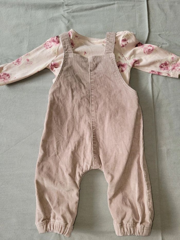 Ensemble salopette velour fleurs 3 mois fille - photo numéro 2