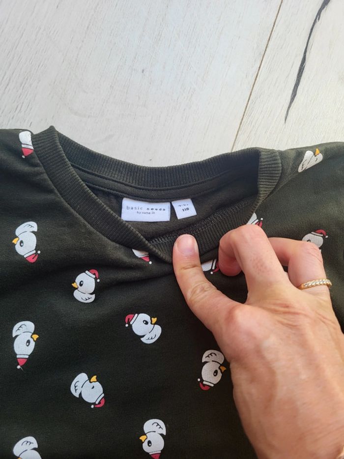 Pull chaud vert foncé canards 5ans neuf name it - photo numéro 4