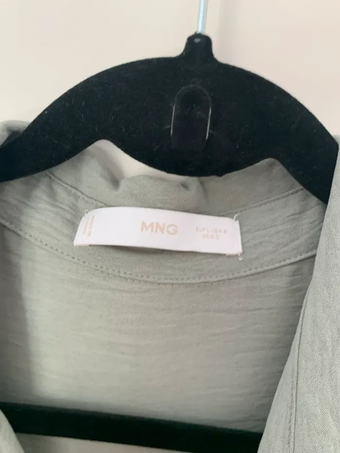 Robe longue à manches longues et ceinture vert sauge taille L Mango - photo numéro 3