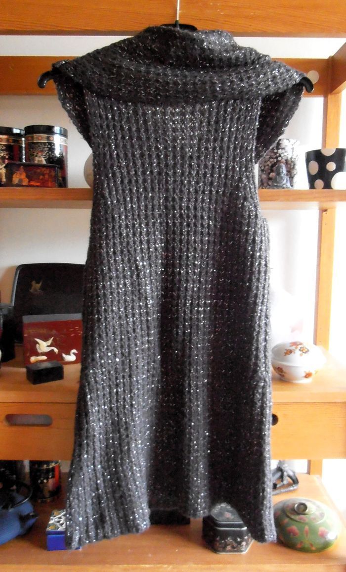 Pull en mailles femme, col roulé, Mim, taille M 38, gris, fils argentés - photo numéro 4