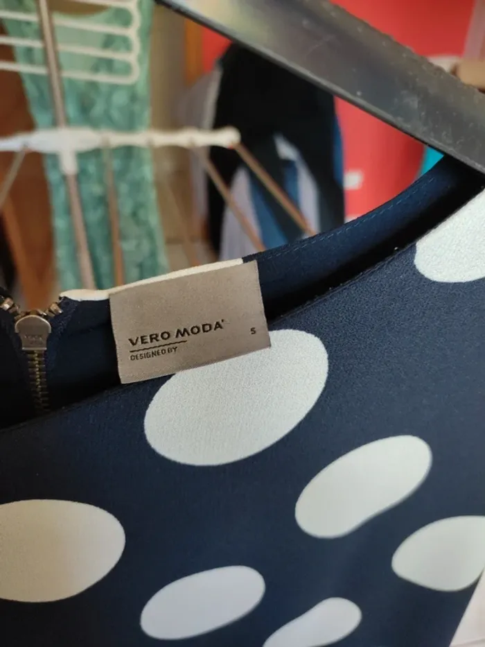 Robe marine à pois blanc vera Moda S - photo numéro 2