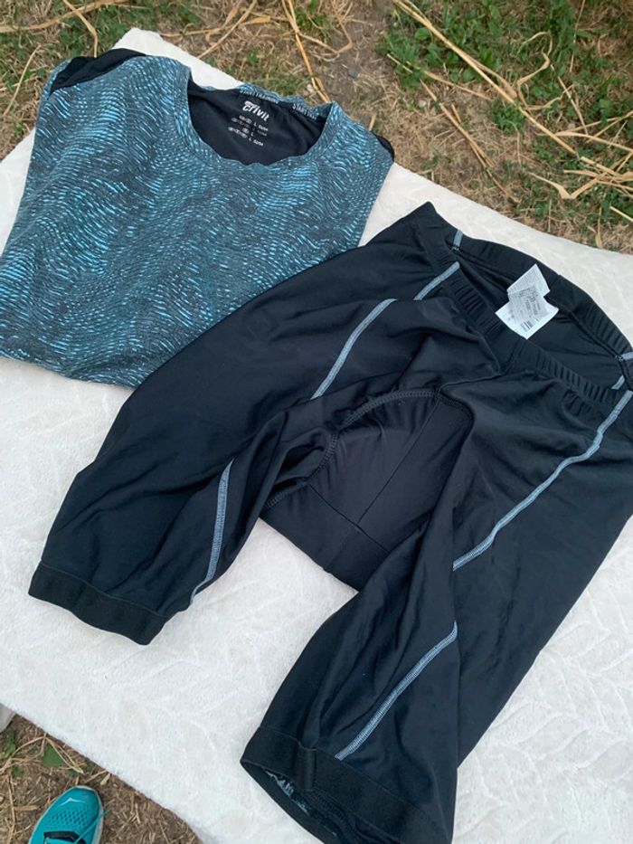 Lot sport cycliste VTT b-win taille XL et tee shirt L crivit - photo numéro 2