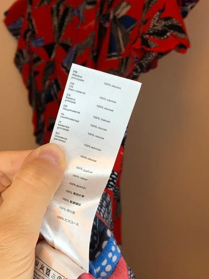 Robe à volants rouges à motifs noeuds Claudie Pierlot taille 38 - photo numéro 11