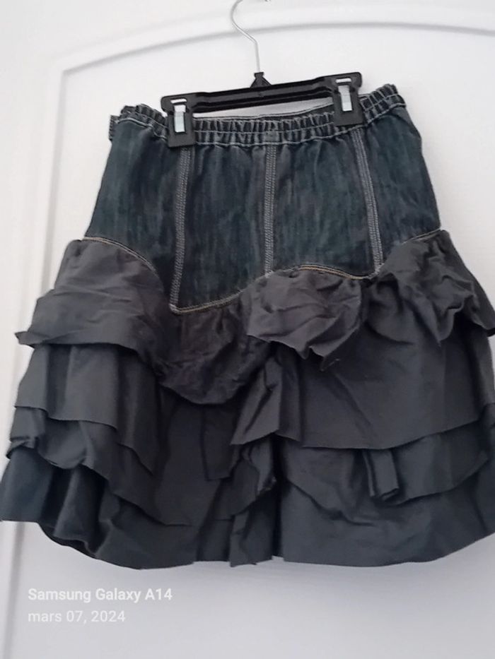 Jupe bimatiere à volants bleu fille 10 ans Eliane et Lena - photo numéro 6