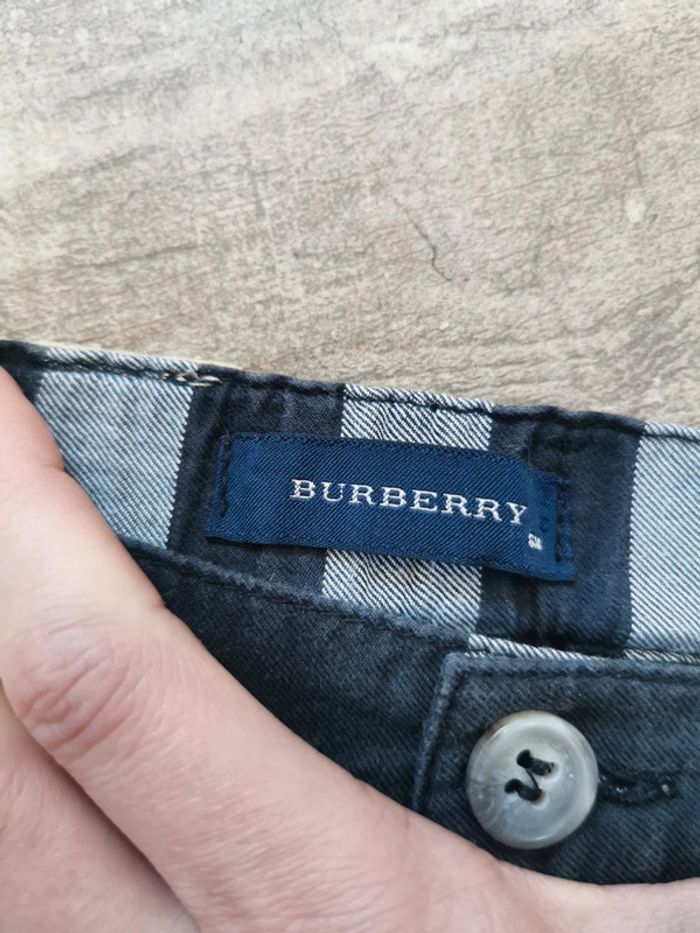 🌹Burberry très joli short/Bermuda bébé garçon coton noir rayé blanc gris 6mois - photo numéro 2