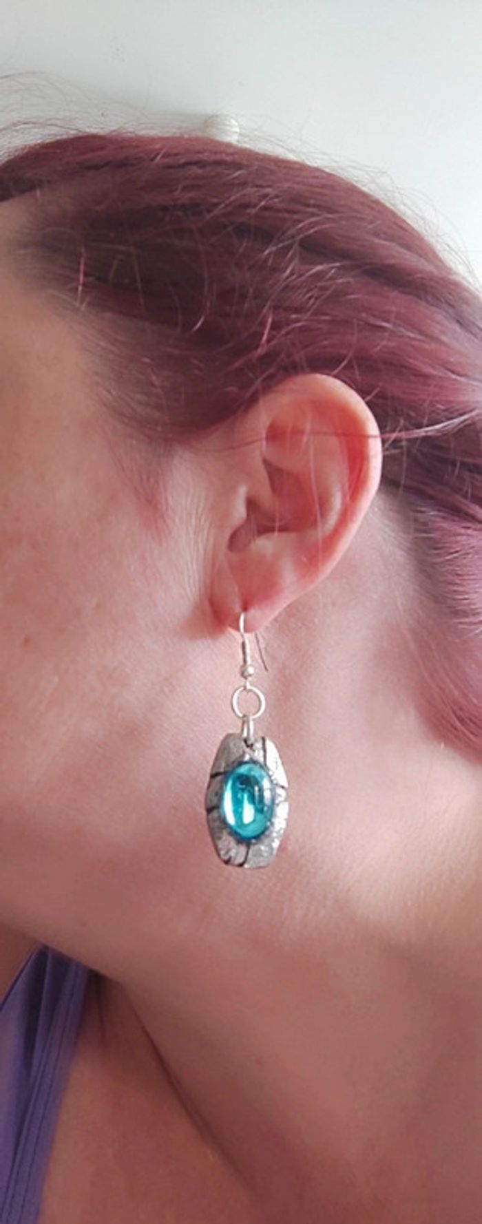 Parure bracelet boucles d'oreilles bleues alu - photo numéro 5