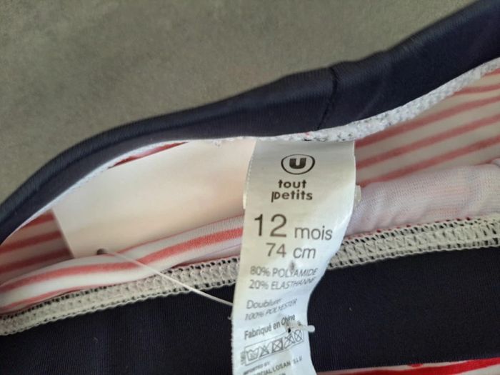 maillot baleie ligné rouge 12 mois - photo numéro 2