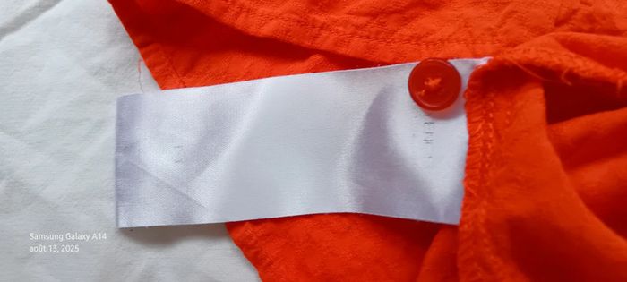 Blouse sans manches bimatiere col V boutonné gaufré orange femme 38 naf naf - photo numéro 19