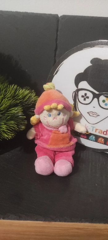 petit doudou fille mots d'enfants peluche leclerc siplec rose orange Vert Bonnet