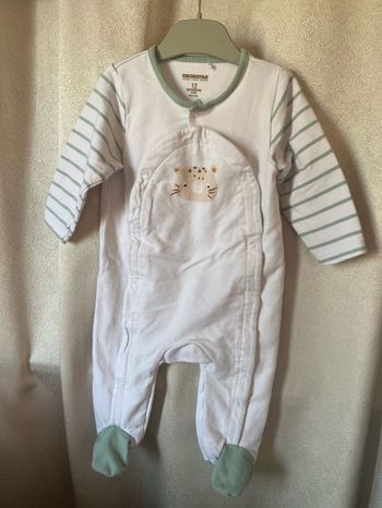 Pyjama d'été blanc rayé vert d'eau 12 mois Orchestra