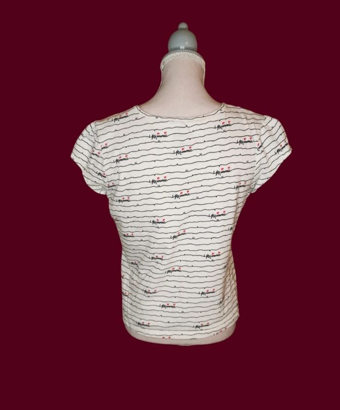 T shirt rayé blanc noir Minnie taille 10 ans - photo numéro 3