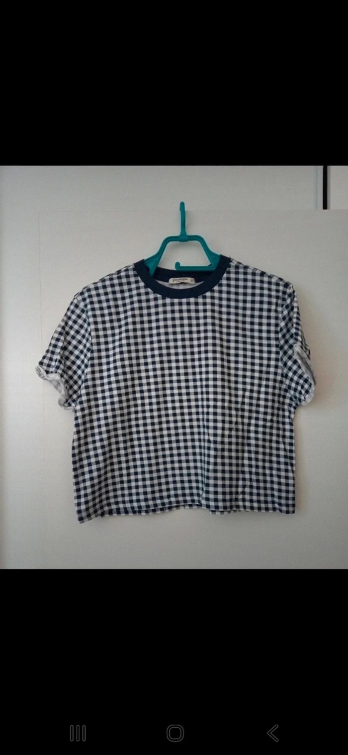 Haut bleu et blanc à carreaux stradivarius taille M