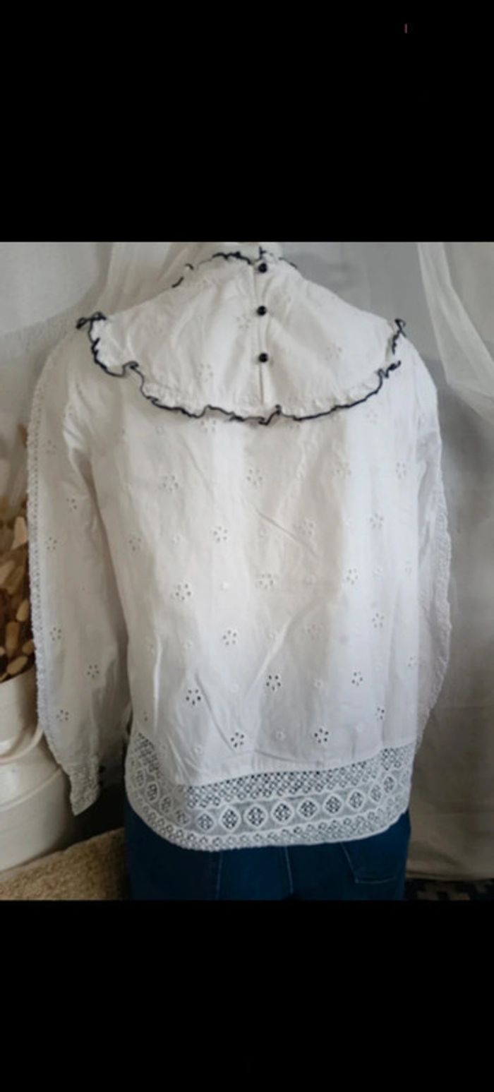 Sézane | Blouse coton broderie et dentelle | t 34 - photo numéro 8