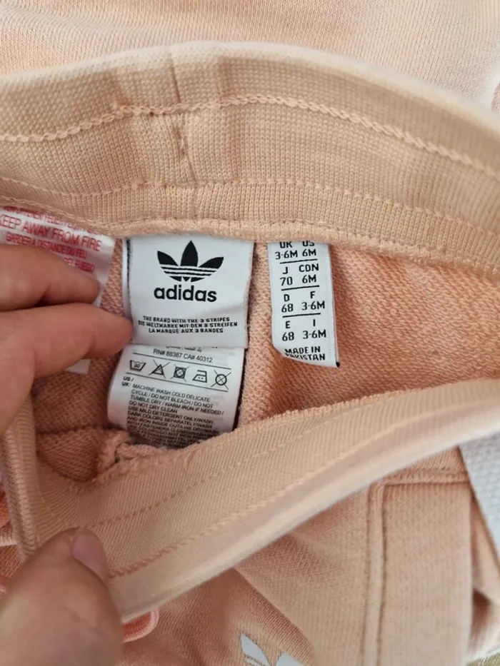 Survêtement sweat et pantalon rose Adidas bébé fille 6 mois - photo numéro 5