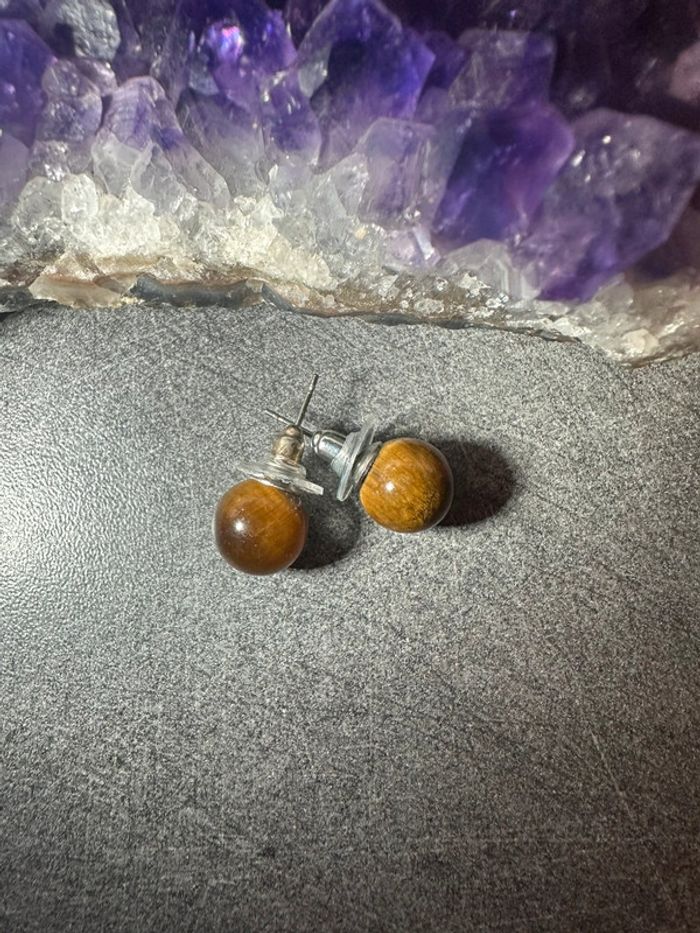 Boucles d’oreilles œil de tigre - Pierre naturelle