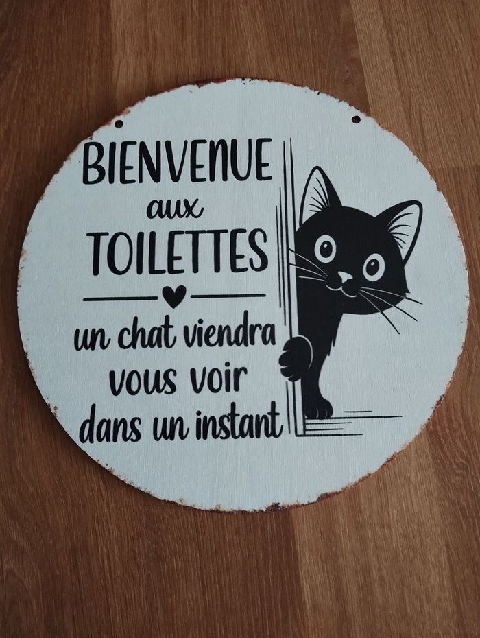 Plaque décorative chat wc - photo numéro 3