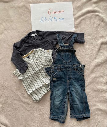 Ensemble Gilet zippé Chemisette Salopette -  Kitchoun, Kiabi, In extenso - 6 mois - TBE