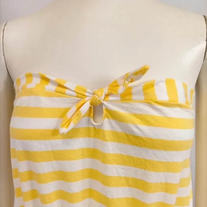 Robe longue rayée jaune et blanche bustier nœud CMT Atelier taille 38 A573 - photo numéro 7
