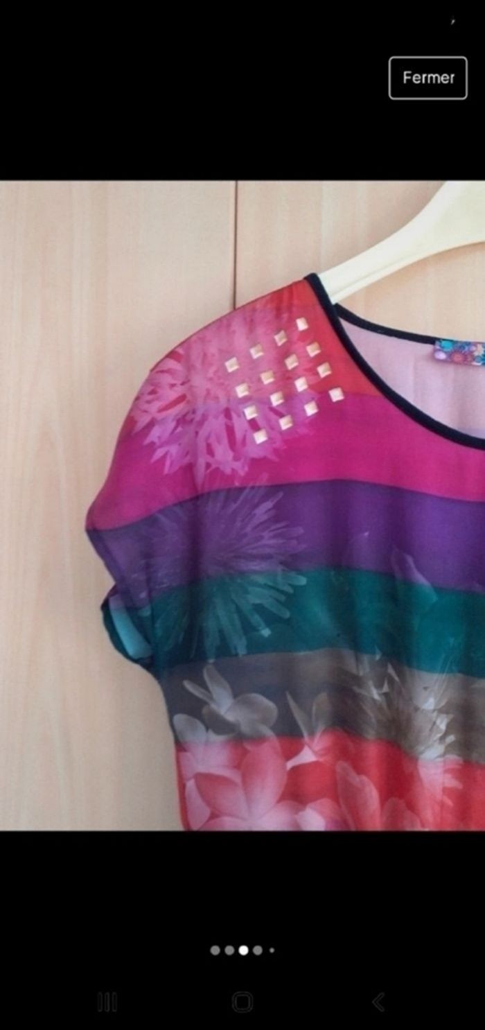 Belle robe desigual t 36 noire multicolore - photo numéro 2