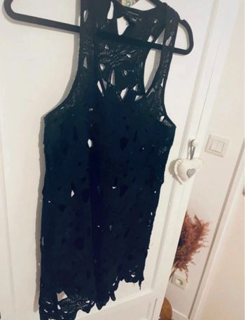 Joli haut femme en broderie dentelle noir chic taille M/L
