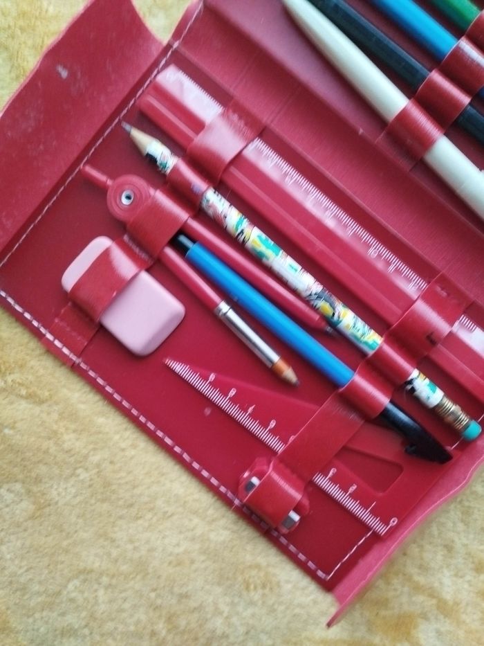 Valisette en cuir fournitures scolaires - photo numéro 4