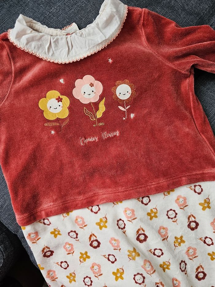 Grenouillère bébé 12 mois rose terracotta à motifs – manches longues - photo numéro 6