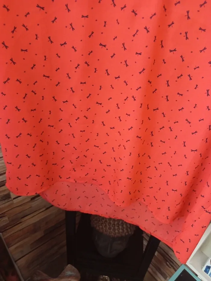 Blouse fluide légère orange motif libellule - photo numéro 6
