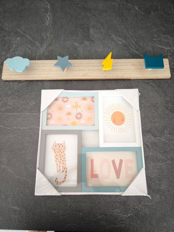 Ensemble cadre photos + porte-manteau