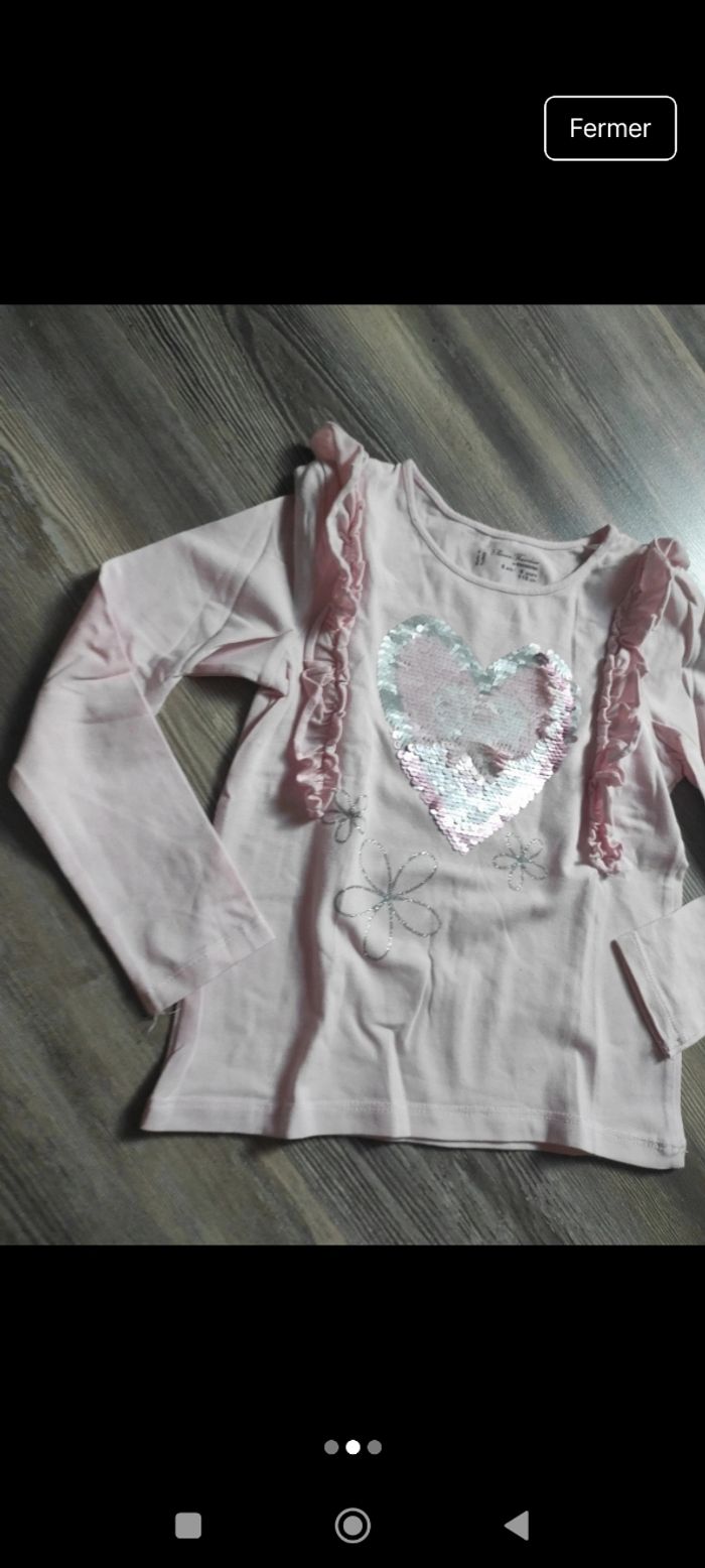 T-shirt manches longues neuf Orchestra rose clair fille 6 ans - photo numéro 2