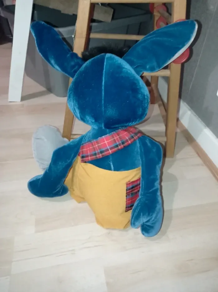Grande peluche âne bleu tout doux - photo numéro 3