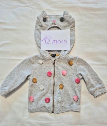 Veste zippée grise Kiabi 12 mois