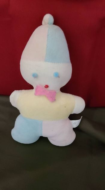 Doudou Clown Noeud Rose TIGEX Hochet Grelot Vintage